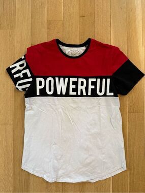 Renuar Red, Black & White 'Powerful' Colorblock Tee